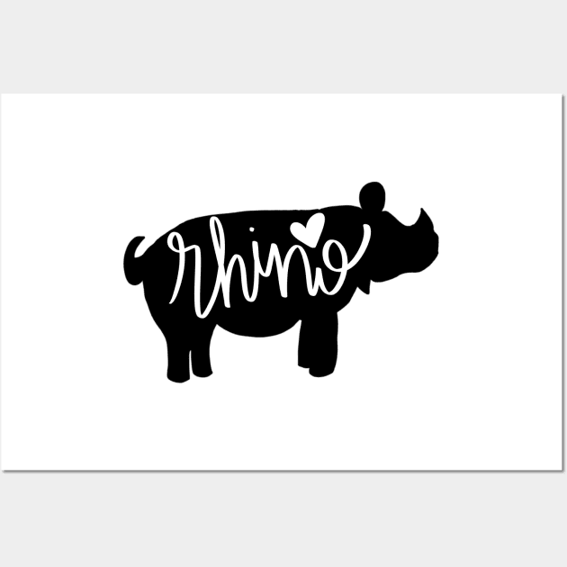 Rhino Love - Silhouette Wall Art by eeliseart